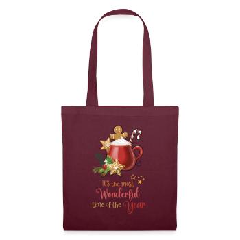 Hot Cacao, most wonderful time of the year - Stoffbeutel - Burgunderrot - Vorne