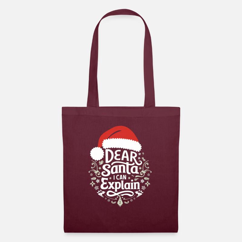 Dear Santa I can explain - Stoffbeutel - Burgunderrot