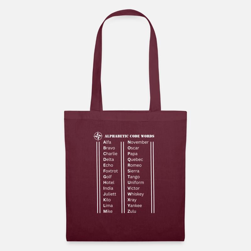 Alphabetische Codewörter - Stoffbeutel - Burgunderrot