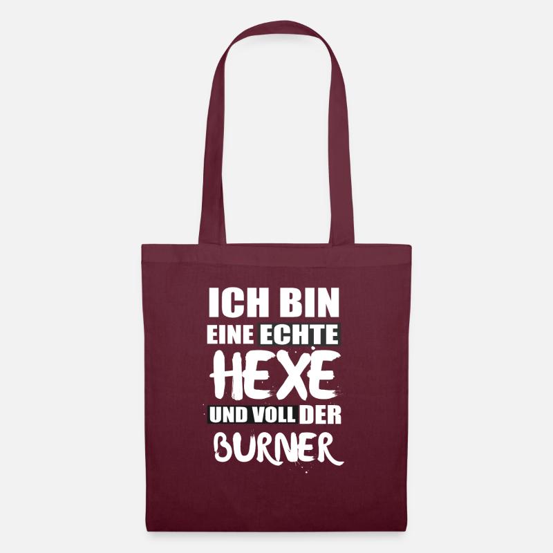 Ich bin eine Hexe Burner Fun Spruch Halloween - Stoffbeutel - Burgunderrot