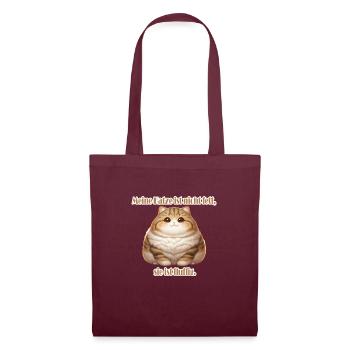 Meine Katze ist nicht Fett - Katzenmotiv - Stoffbeutel - Burgunderrot - Vorne