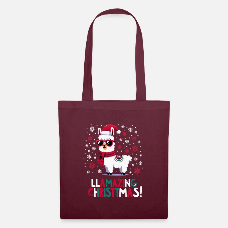 Llamazing Weihnachten Dunkles Design - Stoffbeutel - Burgunderrot