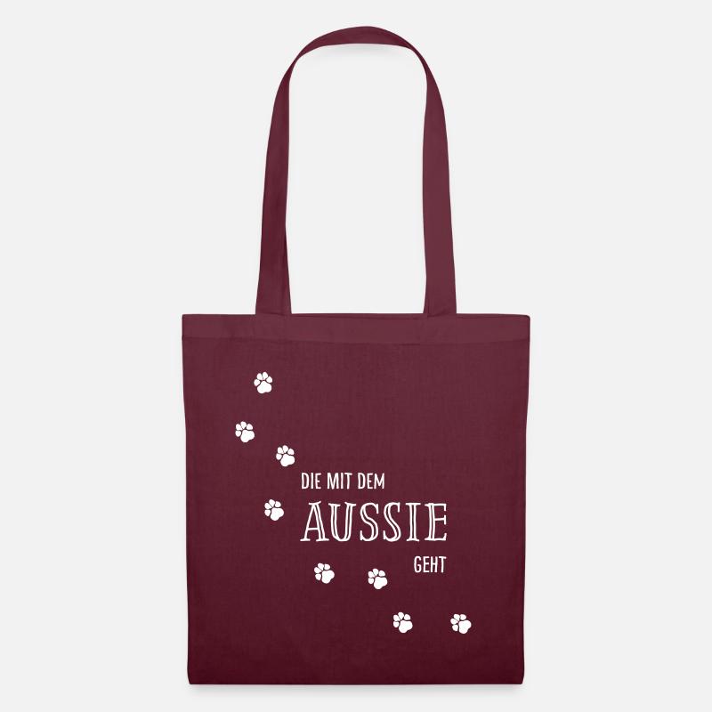 Die mit dem Aussie geht - Hundepfoten - Stoffbeutel - Burgunderrot
