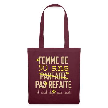 Anniversaire 50 ans - Sac en tissu - bordeaux - Devant