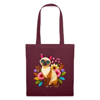 Chat siamois au jardin - Sac en tissu - bordeaux - Devant