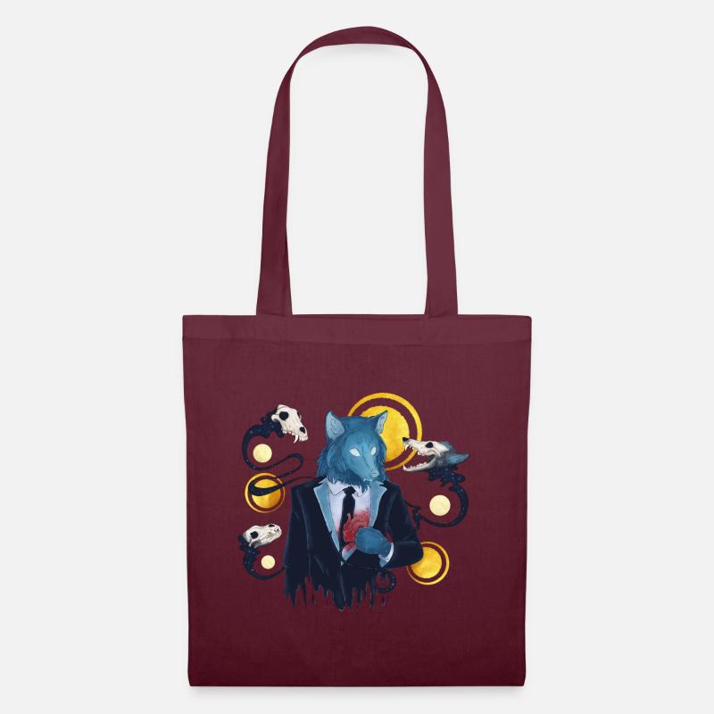 Blue Ink Spirits - A Wolf Heart Whisper - Tote Bag - burgundy