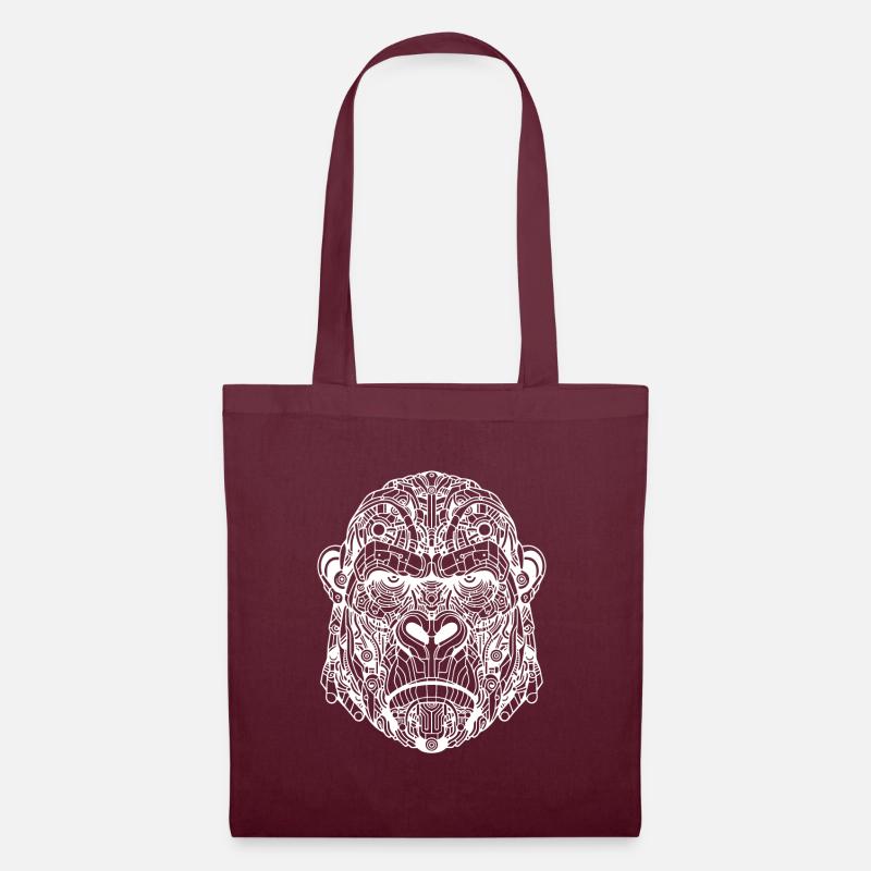 Biomechanical Gorilla - White Design - Tote Bag - burgundy
