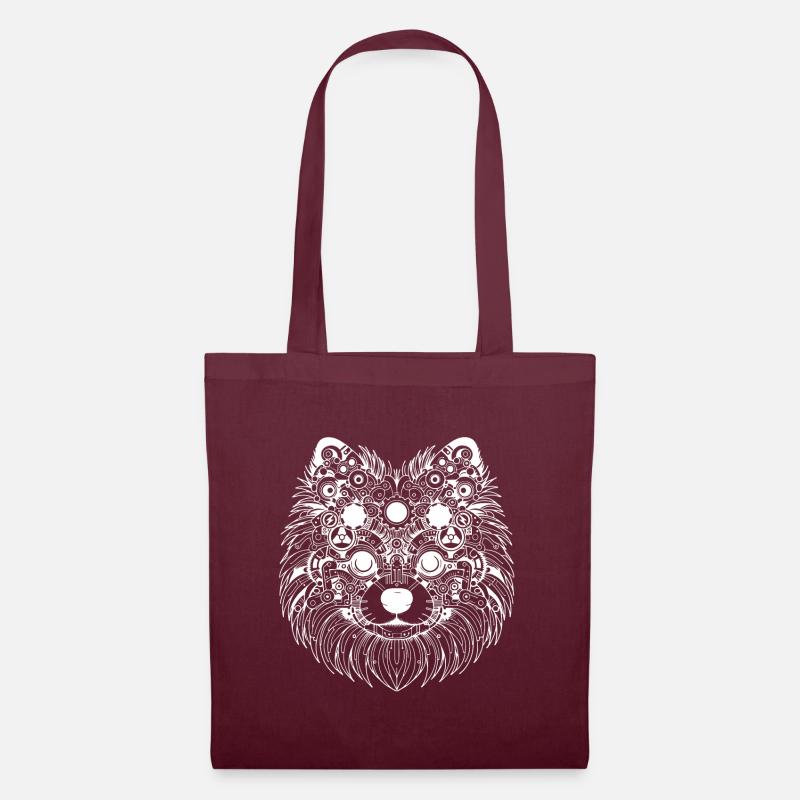 Abstract Pomeranian - White Design - Tote Bag - burgundy
