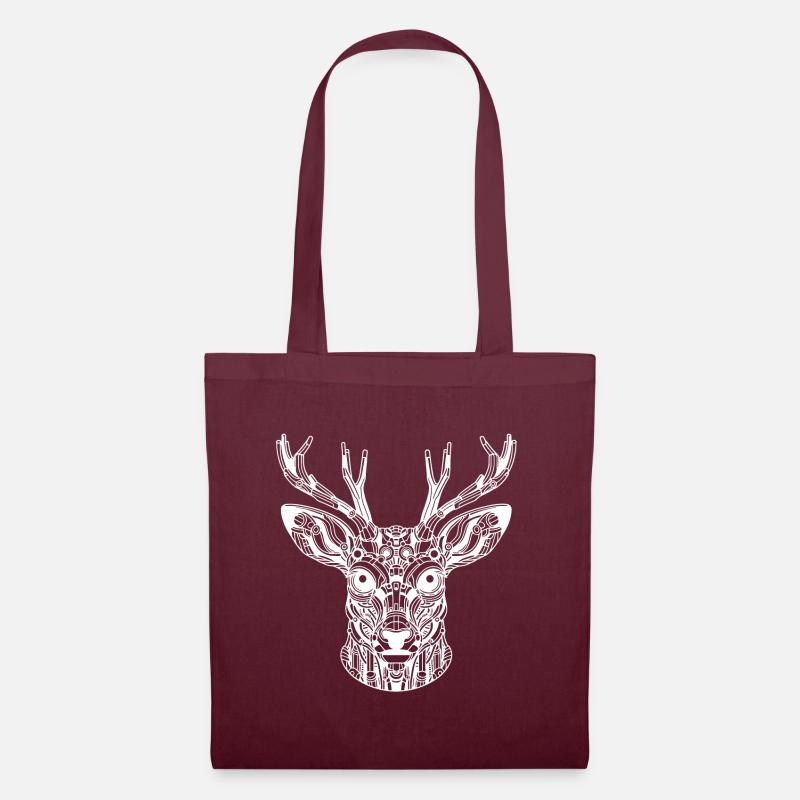 Biomechanical Deer - White Design - Tote Bag - burgundy