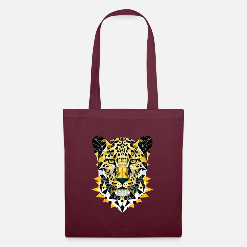 Abstrakter geometrischer Leopard - Farbdesign - Stoffbeutel - Burgunderrot