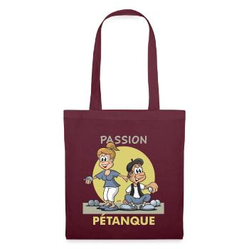 Dessin animé Couple Passion Pétanque - Sac en tissu - bordeaux - Devant