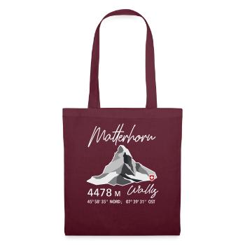 Matterhorn Zermatt Swiss Mountain Retro Low Poly - Tote Bag - burgundy - Front