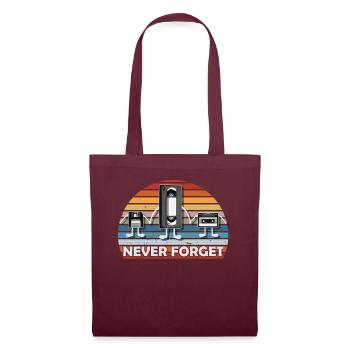 Never Forget Tee Funny Videocassette Floppy Disk - Stoffbeutel - Burgunderrot - Vorne