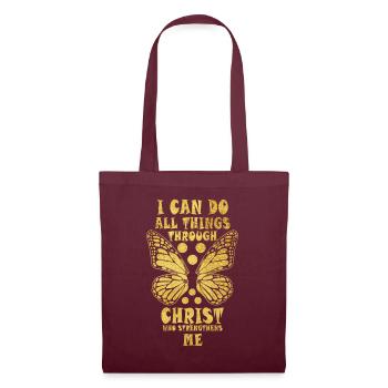 I Can Do All Things Through Christ Strengthens - Tote Bag - burgundy - Front