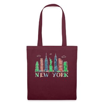 New York Skyline Heartbeat Statue of Liberty - Tote Bag - burgundy - Front