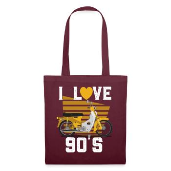 1990's 90s I Heart Nineties I Love the 90's Old - Stoffbeutel - Burgunderrot - Vorne