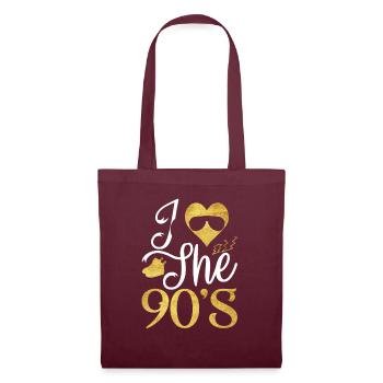 1990's 90s I Heart Nineties I Love the 90's Old - Stoffbeutel - Burgunderrot - Vorne