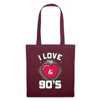 1990's 90s I Heart Nineties I Love the 90's Old - Stoffbeutel - Burgunderrot - Vorne