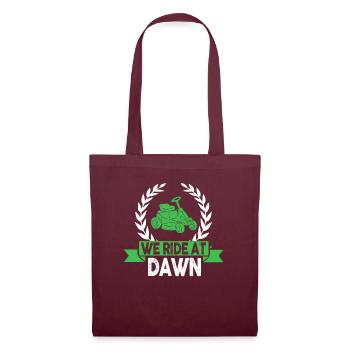 We Ride At Dawn Dad Lawn Mower Make Laugh Day Yard - Stoffbeutel - Burgunderrot - Vorne