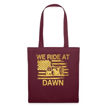We Ride At Dawn Dad Lawn Mower Make Laugh Day Yard - Tote Bag - burgundy - Front