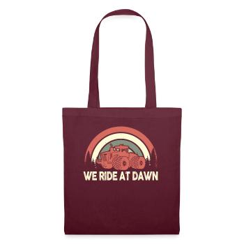 We Ride At Dawn Dad Lawn Mower Make Laugh Day Yard - Tote Bag - burgundy - Front