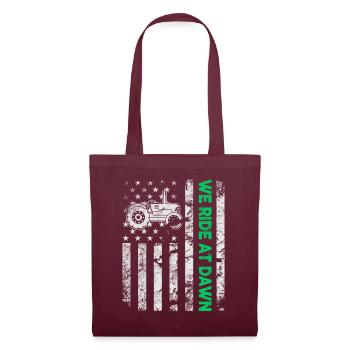 We Ride At Dawn Dad Lawn Mower Make Laugh Day Yard - Tote Bag - burgundy - Front