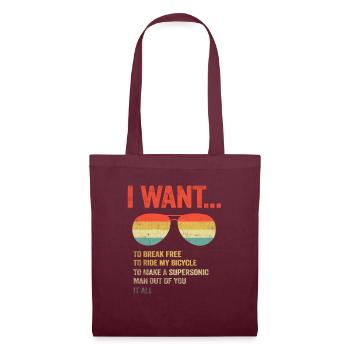I Want To Break Free Ride My Bicycle - Tote Bag - burgundy - Front