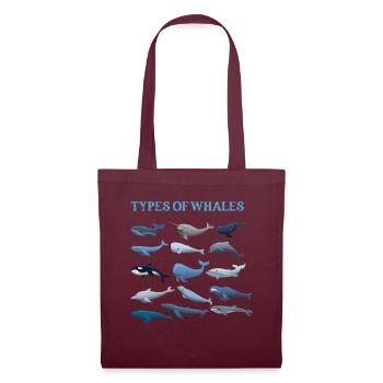 Types of Whales Whale Lovers Whales Species - Tote Bag - burgundy - Front