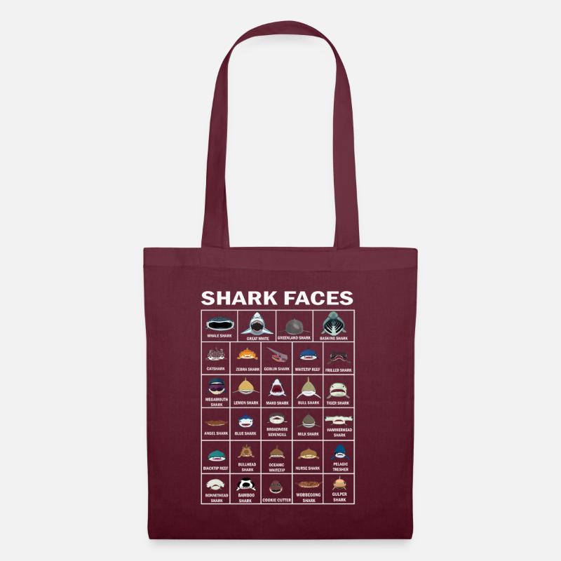 Types de visages de requins. Identification du visage du requin - Sac en tissu - bordeaux
