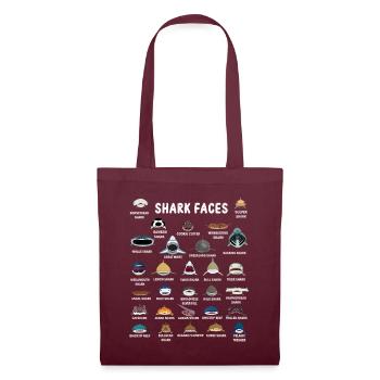 Types Of Shark Faces. Shark Face Identification - Tote Bag - burgundy - Front