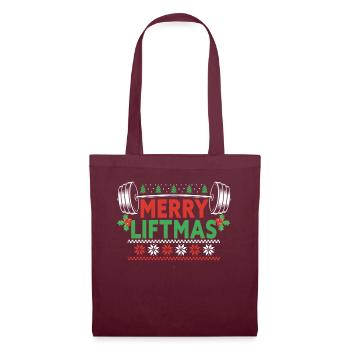 Merry Liftmas - Christmas Bodybuilder Gym Workout - Tote Bag - burgundy - Front