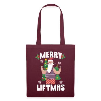 Merry Liftmas - Christmas Bodybuilder Gym Workout - Tote Bag - burgundy - Front