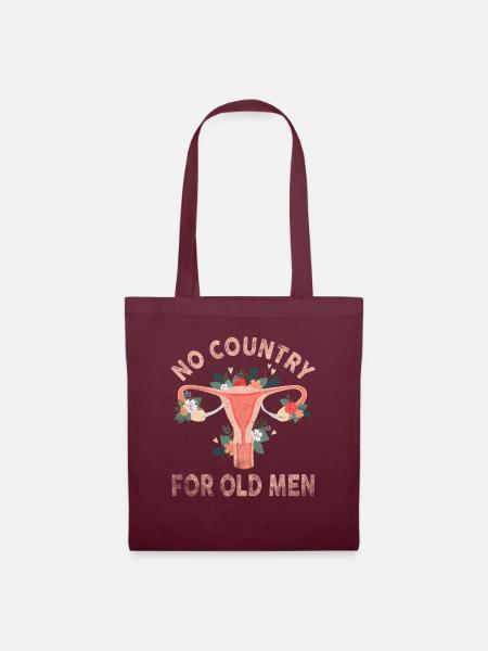 No Country For Old Men Floral Uterus Feminist - Stoffbeutel - Burgunderrot