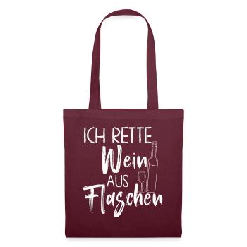 Ich Rette Wein Aus Flaschen - Stoffbeutel - Burgunderrot - Vorne