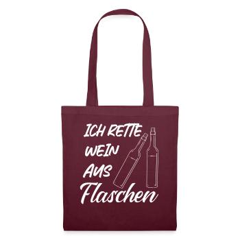Ich Rette Wein Aus Flaschen - Stoffbeutel - Burgunderrot - Vorne