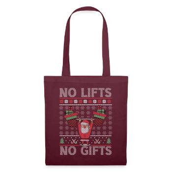 No Lifts No Gifts Christmas Gym Ugly Santa - Stoffbeutel - Burgunderrot - Vorne