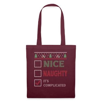 Nice Naughty C’est compliqué Liste de Noël Père Noël - Sac en tissu - bordeaux - Devant