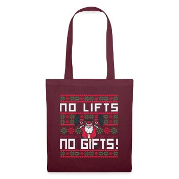 No Lifts No Gifts Christmas Gym Ugly Santa - Stoffbeutel - Burgunderrot - Vorne