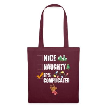 Nice Naughty C’est compliqué Liste de Noël Père Noël - Sac en tissu - bordeaux - Devant