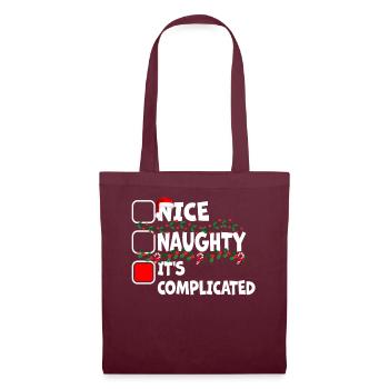 Nice Naughty C’est compliqué Liste de Noël Père Noël - Sac en tissu - bordeaux - Devant