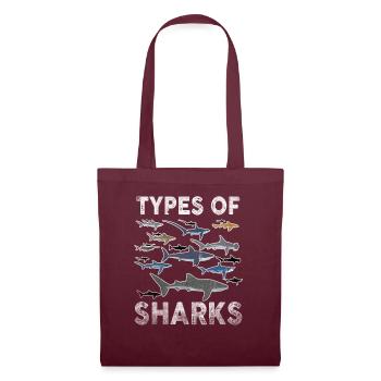 Types of Sharks. Marine Biology Sea Creatures - Tote Bag - burgundy - Front