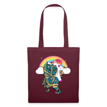 Dabbing Unicorn Riding T Rex Boys Girls Halloween - Stoffbeutel - Burgunderrot - Vorne