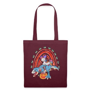 Dabbing Licorne Riding T Rex Garçons Filles Halloween - Sac en tissu - bordeaux - Devant