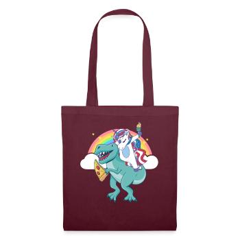 Dabbing Licorne Riding T Rex Garçons Filles Halloween - Sac en tissu - bordeaux - Devant
