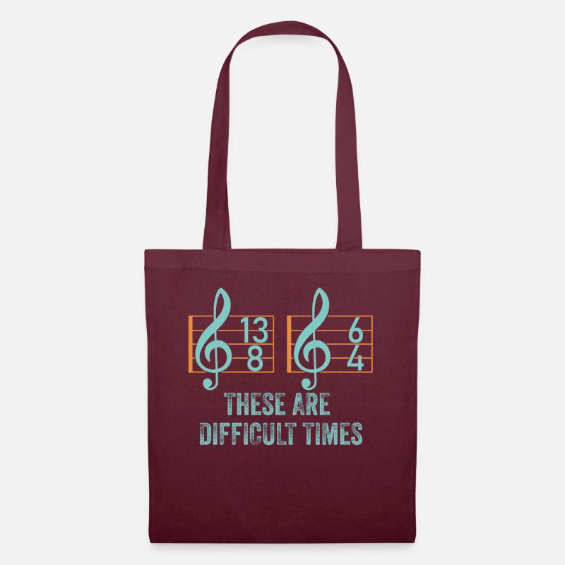 These Are Difficult Times Funny Music Pun - Tote Bag - burgundy
