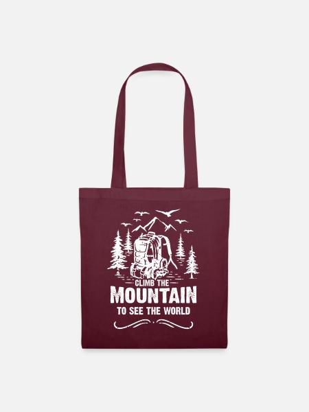 Climb The Mountain To See The World - Tote Bag - burgundy