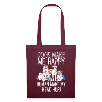 Les chiens me rendent heureux humain me font mal à la tête Doglove - Sac en tissu - bordeaux - Devant