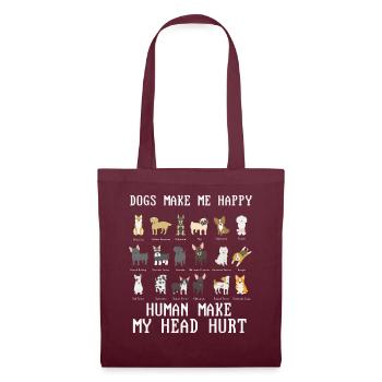 Les chiens me rendent heureux humain me font mal à la tête Doglove - Sac en tissu - bordeaux - Devant
