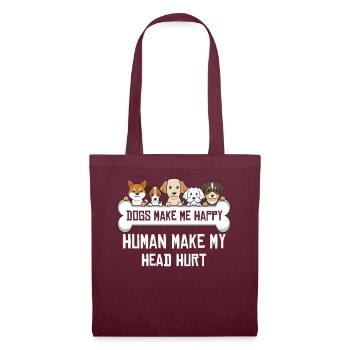 Les chiens me rendent heureux humain me font mal à la tête Doglove - Sac en tissu - bordeaux - Devant