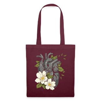 Anatomical Heart And Flowers - Tote Bag - burgundy - Front